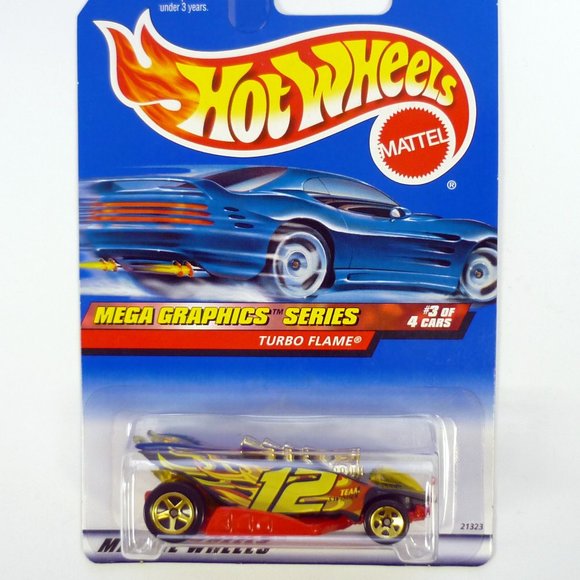 Hot Wheels Turbo Flame #975 Mega Graphics Series #3 of 4 Black Die-Cast Car 1999 - Picture 1 of 1